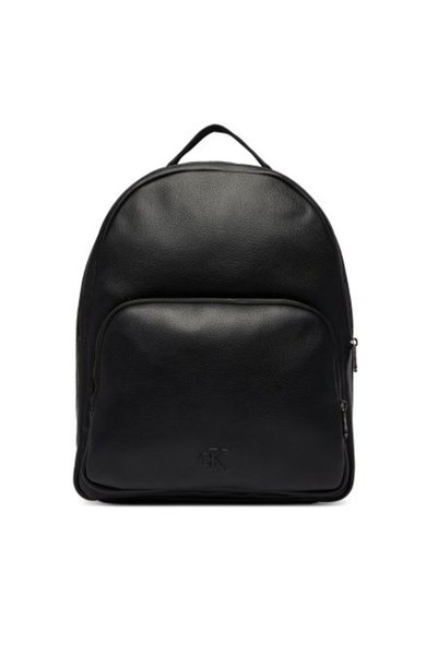 Men's Round Black Backpack with Woven Strap