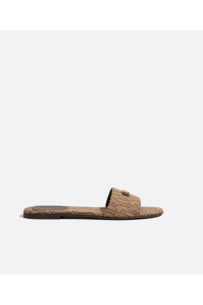 Monogram jacquard slippers with metal buckle