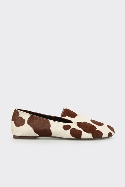 Coffee Animal Print Leather Women's Casual Shoes