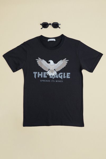 Kartal Printed Crew Neck Boys' T-Shirt