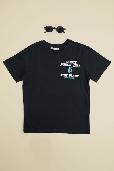 White Nordic Hill Summer Printed Boys' T-Shirt