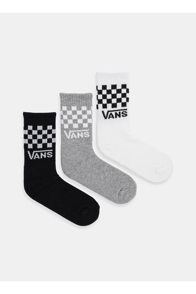 Black - gray - white boy's 3-pair socks vn000q1qy281-classic check crew