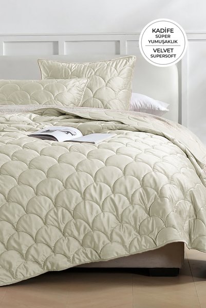 Shane Velvet Bedspread Set Single 2 Piece Quilted Supersoft Soft Fiber-Filled