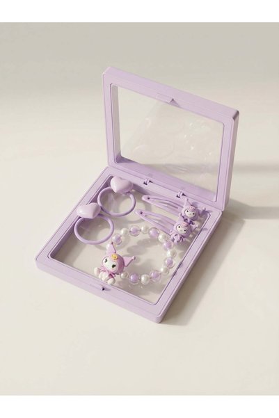 Girl's 5-Piece Kuromi Plastic Boxed Buckle Bracelet Set Lilac