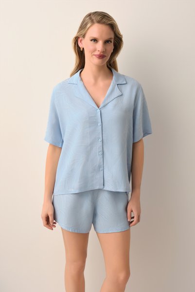 Petra Shirt Collar Shorts Pajama Set