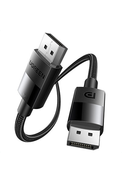 8K 60Hz Displayport - Displayport 1.4 плетен кабел 1 метар, црн, 80390
