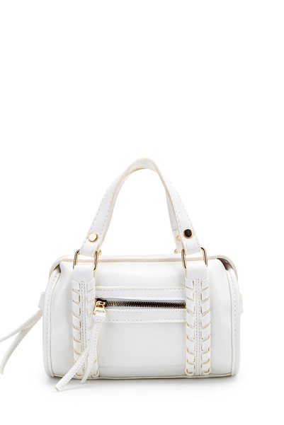 Knitted and Pendant Detailed Jimmy Women's Crossbody Bag White