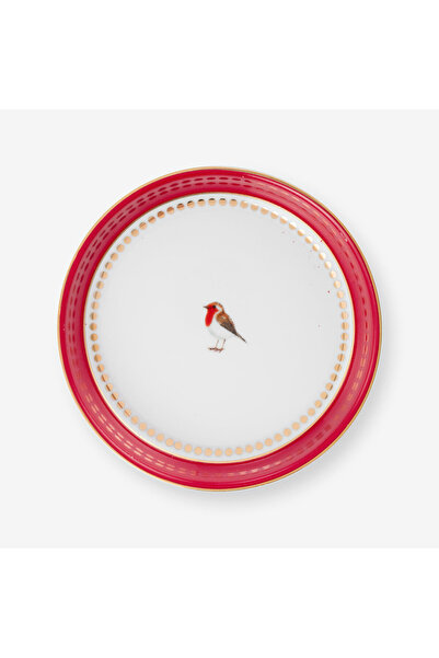 Love Birds црвена порцеланска чинија за чај 9 Cm