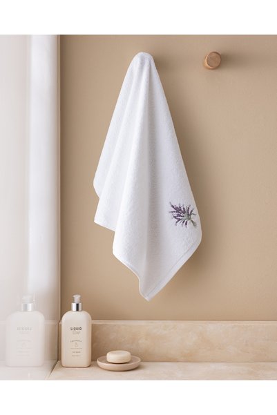Delor 100% Cotton Embroidered Face Towel - White - 50X76 cm
