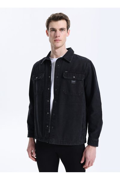 Relaxed Black Men's Shirt L68D2302001 Black Shirt