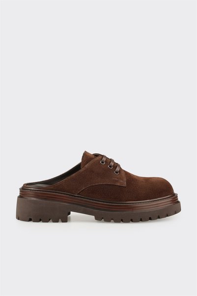 Brown Leather Women's Slippers