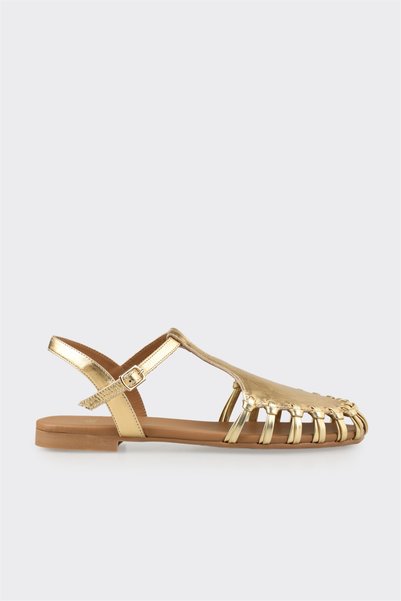 Gold Leather Women's Casual Shoes