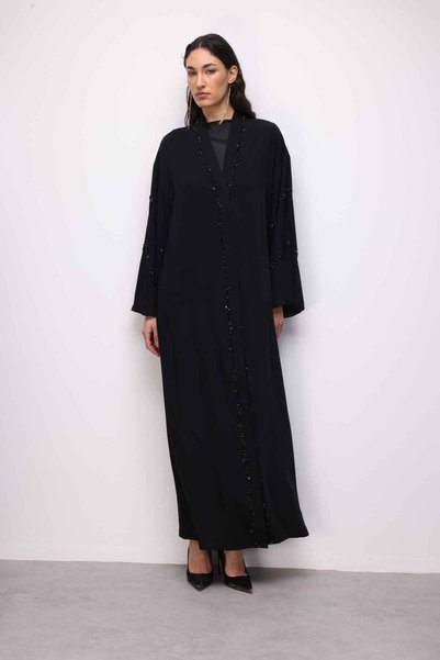 Beaded Embroidered Black Abaya