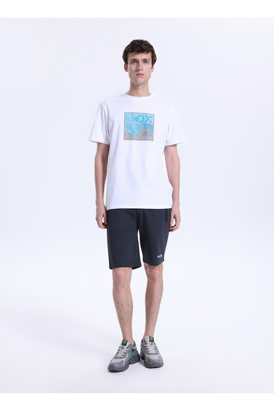 D6Sm-Tst3722 White Bicycle Relaxed Printed Men's T-Shirt