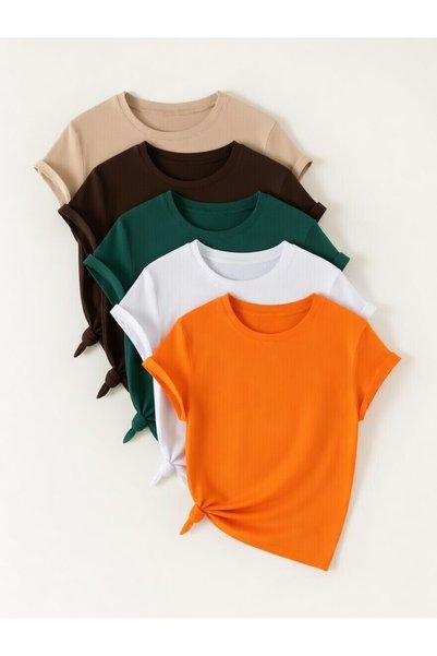 Unisex Beige Brown Green White Orange Printed Design Tshirt