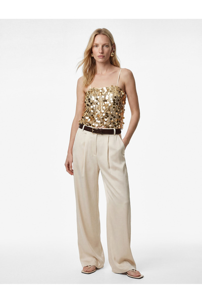 Thin Strap Sequin Blouse