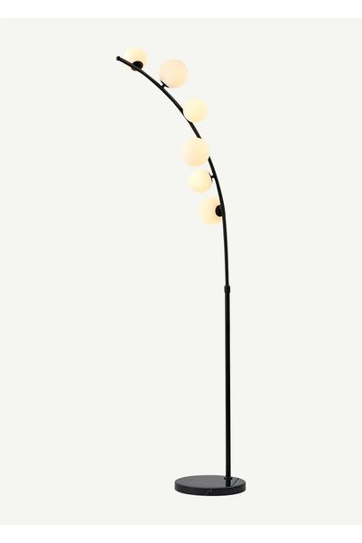 Bono 6 Glass Headed Goose Neck Floor Lamp Black (100x155 cm)