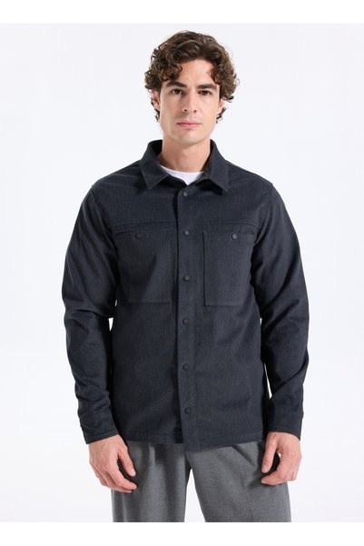 Anthracite Men's Patterned Regular Fit Shirt Jacket GU25MFW15010