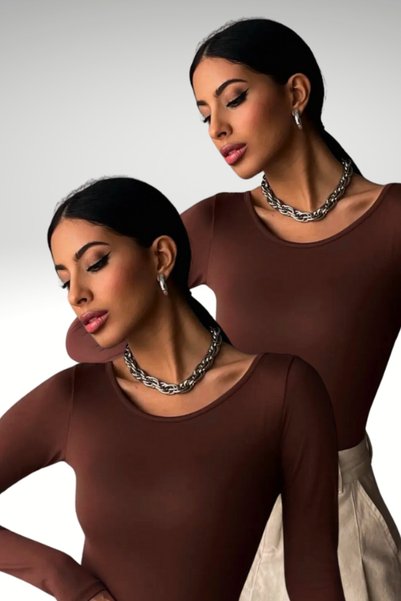 Women's 2-Piece Brown Princess Collar Set