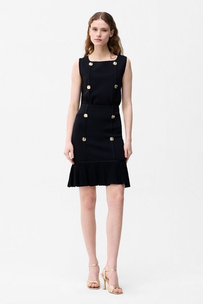Knit Skirt with Button Detail