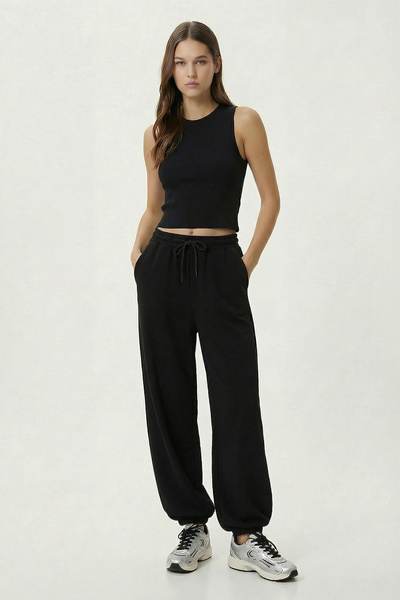 Pleated Comfortable Modal Shalwar Trousers Lmc0093 Black