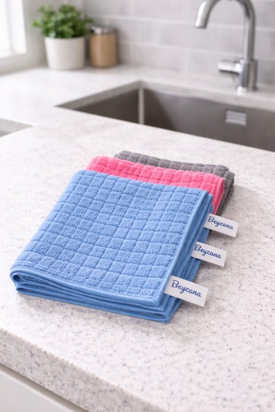 3 Pieces of Colorful Microfiber Kitchen Cleaning Cloth, Stain-Resistant, Odor-Free, 40*40 cm