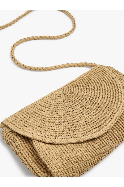 Women's Straw Effect Cap Crossbody Bag