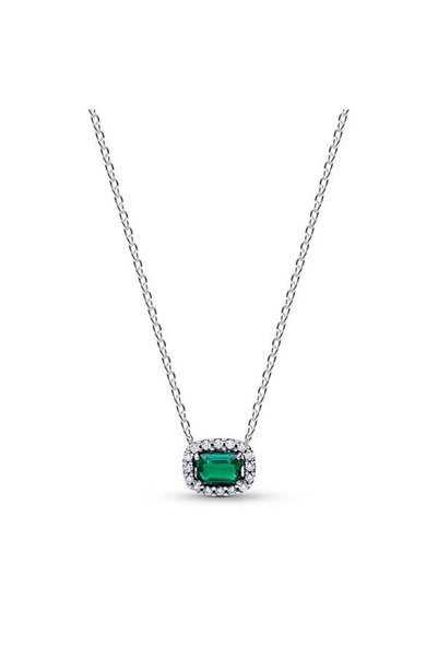 Rectangular Sparkling Green Hale Necklace