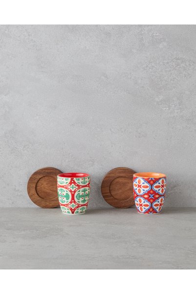 Sorrel Stoneware 8-Piece 4-Person Colorful Cup Set 70 ml