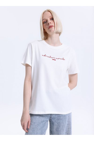 Off-White Women's Relaxed Embroidered T-Shirt J6Sl-Tst7111