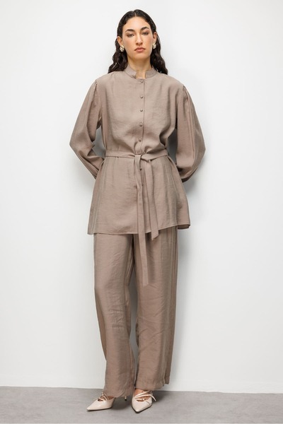 Hakim Collar Modal Textured Beige Tunic