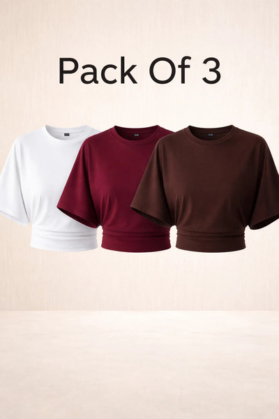 Women's Bat Sleeve Summer 3-Piece Crop Blouse