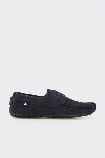Navy Blue Leather Men's Casual Shoes