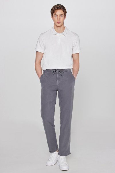 Regular Fit Regular Cut Soft Textured Black Trousers
