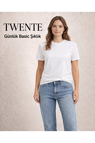STYLE TWENTE женска основна маица 100% памук бела Regular Fit