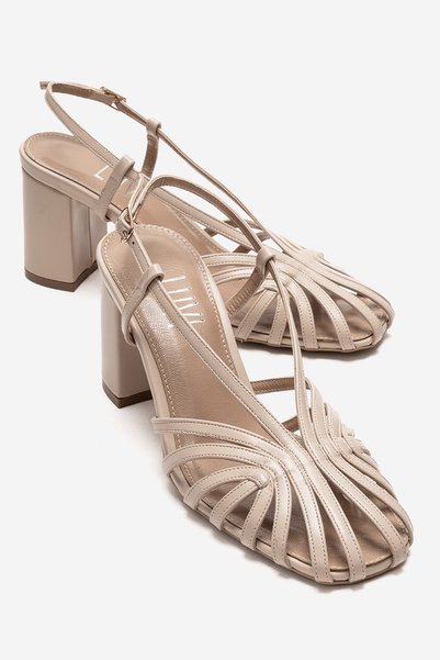 Wilda Beige Women's Thick Heeled Shoes