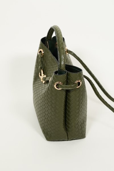 Women's Venty Green Gold Buckle Hand and Shoulder Bag