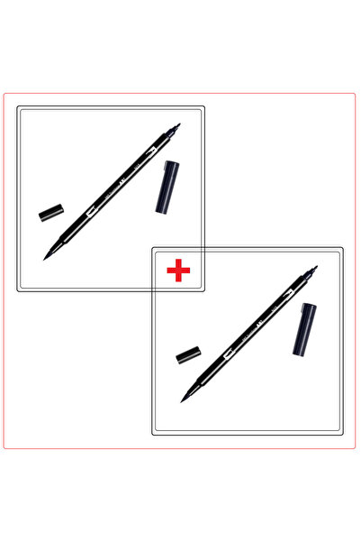 2 парчиња двострани AB-T Dual Brush Pen графички пенкала, црна N15