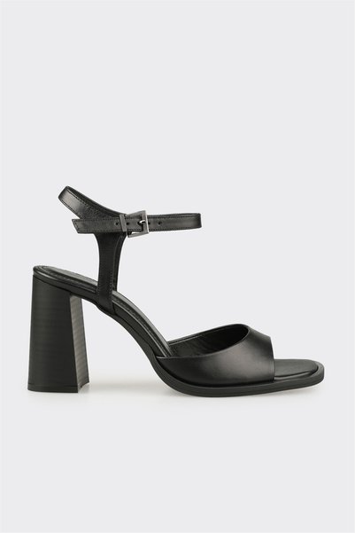 Black Leather Women's Sandals