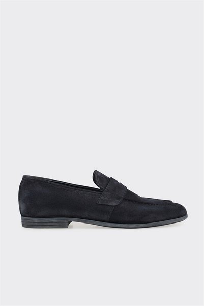 Navy Blue Leather Men's Casual Shoes