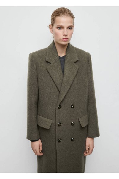 Double-breasted wool coat