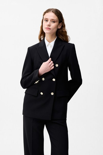 Double-Breasted Gabardine Jacket