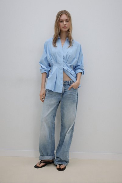 Pleated Poplin Shirt