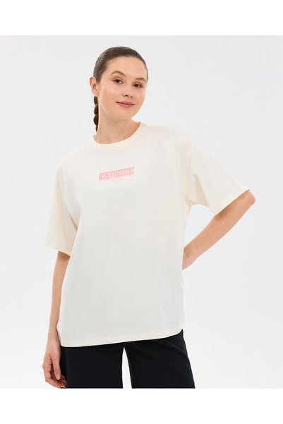 W Oversize Fit Graphic T-Shirt Women's White Tshirt S2610063-3855