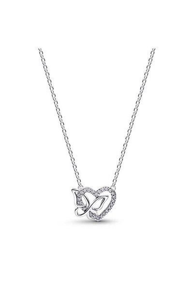 Interlocking Heart and Butterfly Pendant
