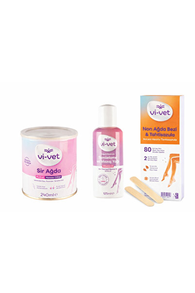 vi vet 240 ml сет за депилација со пудра + масло за чистење + ленти за депилација