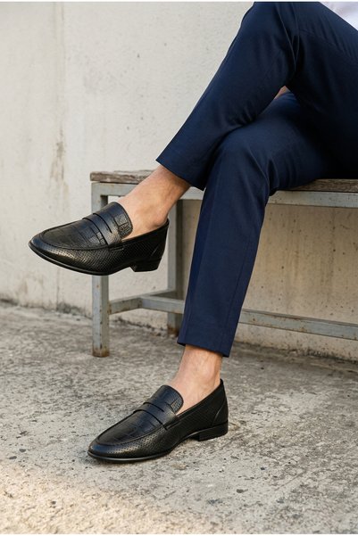 D575 Daily Men's Full Inner and Outer Genuine Leather Men's Classic Laser Shoes