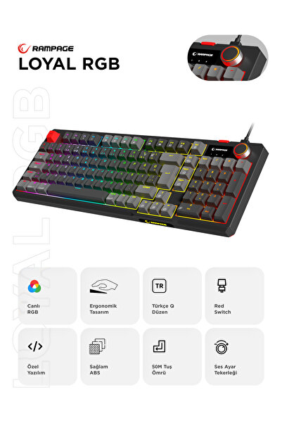 LOYAL црна/сива USB Hot Swap RGB Red Switch механичка гејмерска тастатура