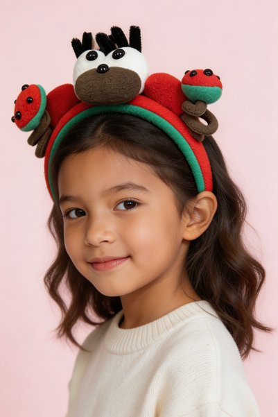 Red Children's Crown with Fun Deer Figure