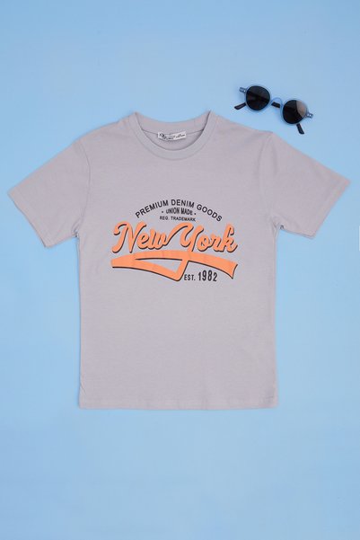 New York Printed Crew Neck Boys' T-Shirt